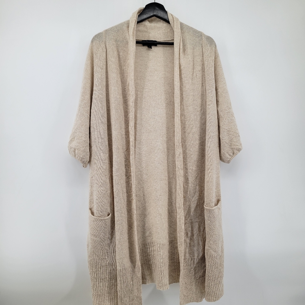 Aqua Cashmere Women's Cream Open-Front Sweater Size Small